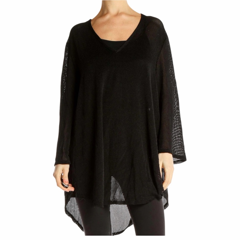 JORDAN TAYLOR Black Mesh Oversized Tunic Top or Swimwear Cover Size Medium